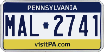 PA license plate MAL2741