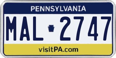 PA license plate MAL2747