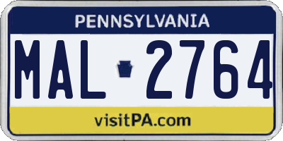 PA license plate MAL2764