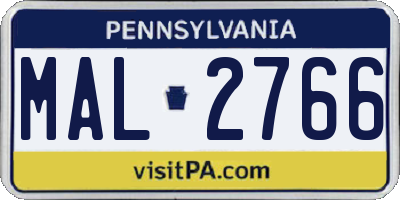 PA license plate MAL2766
