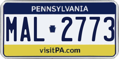 PA license plate MAL2773