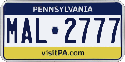 PA license plate MAL2777