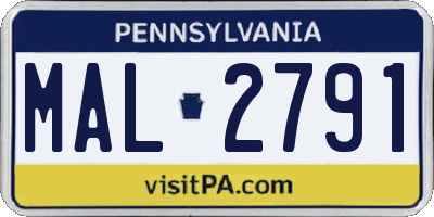 PA license plate MAL2791