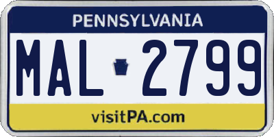 PA license plate MAL2799