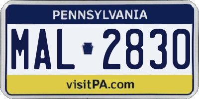 PA license plate MAL2830