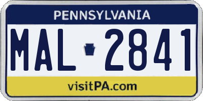 PA license plate MAL2841