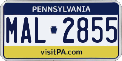 PA license plate MAL2855
