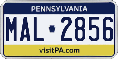 PA license plate MAL2856