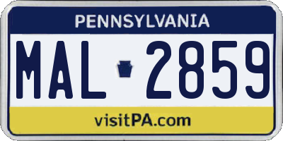 PA license plate MAL2859