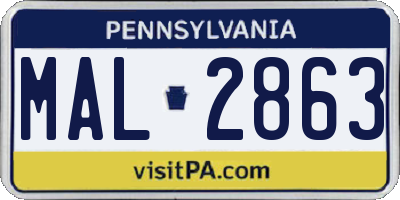 PA license plate MAL2863