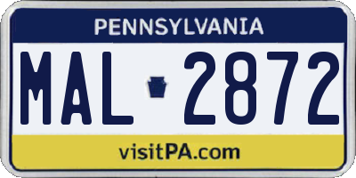 PA license plate MAL2872