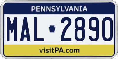 PA license plate MAL2890