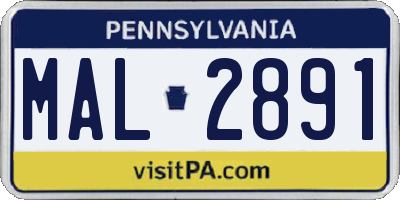 PA license plate MAL2891