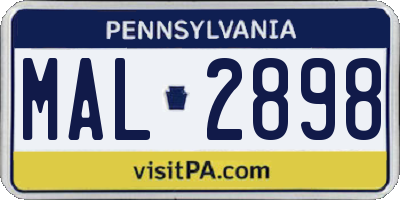 PA license plate MAL2898