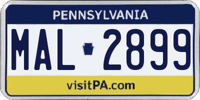 PA license plate MAL2899