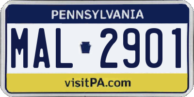 PA license plate MAL2901