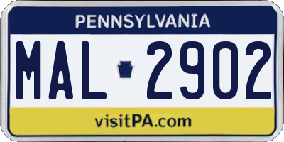PA license plate MAL2902