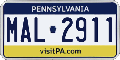 PA license plate MAL2911
