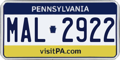 PA license plate MAL2922