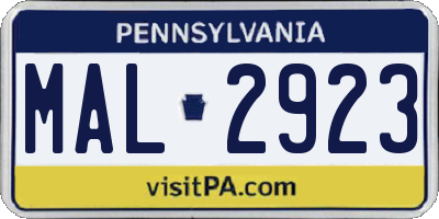PA license plate MAL2923