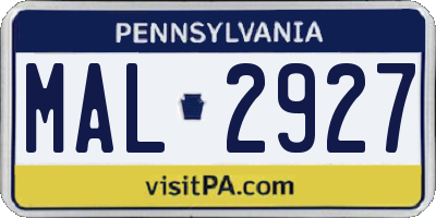 PA license plate MAL2927