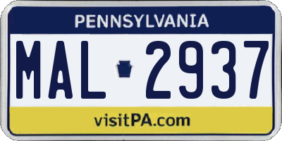 PA license plate MAL2937