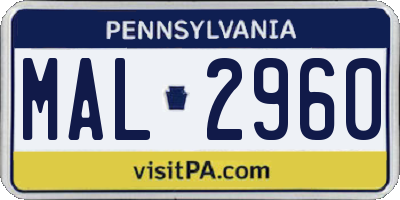 PA license plate MAL2960