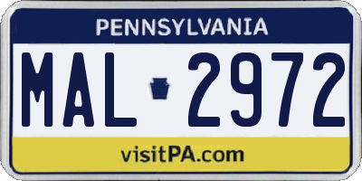 PA license plate MAL2972