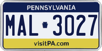 PA license plate MAL3027