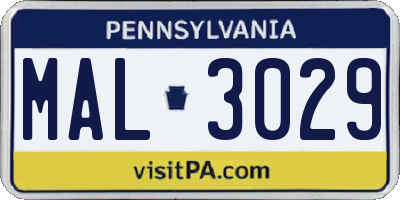 PA license plate MAL3029