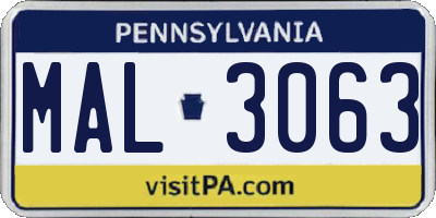 PA license plate MAL3063