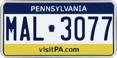 PA license plate MAL3077