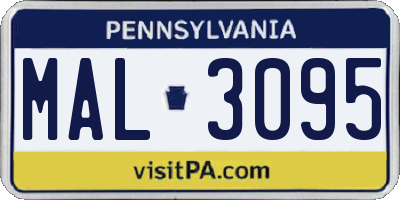 PA license plate MAL3095