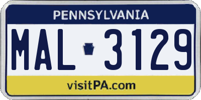 PA license plate MAL3129
