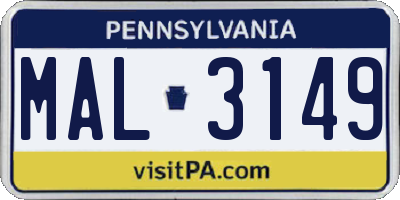 PA license plate MAL3149