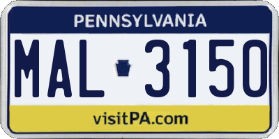 PA license plate MAL3150