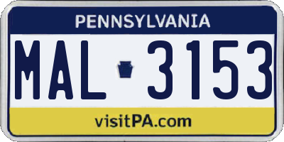 PA license plate MAL3153