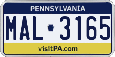 PA license plate MAL3165