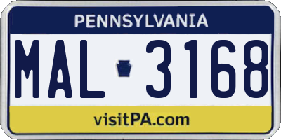 PA license plate MAL3168