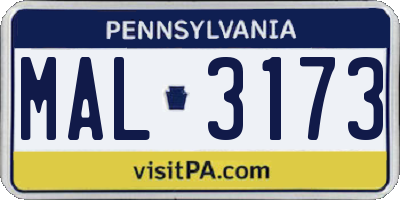 PA license plate MAL3173