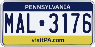 PA license plate MAL3176