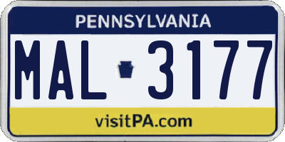 PA license plate MAL3177