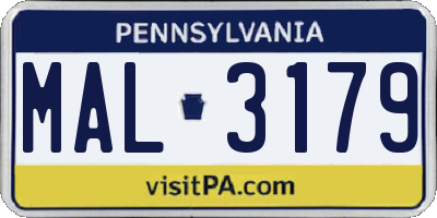 PA license plate MAL3179