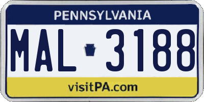 PA license plate MAL3188