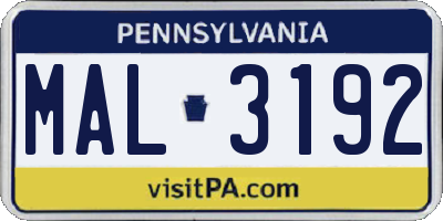 PA license plate MAL3192