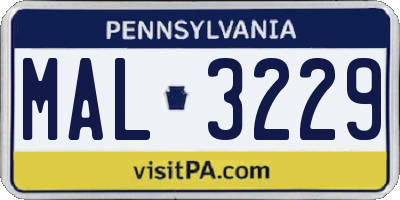 PA license plate MAL3229