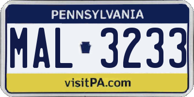 PA license plate MAL3233