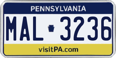 PA license plate MAL3236
