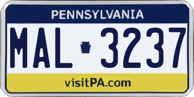 PA license plate MAL3237