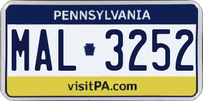 PA license plate MAL3252